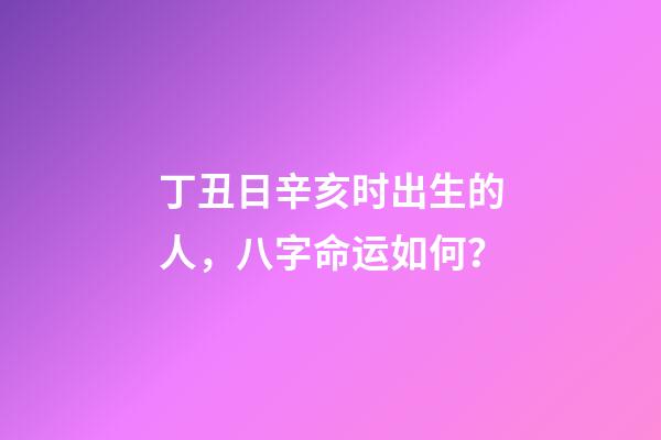 丁丑日辛亥时出生的人，八字命运如何？