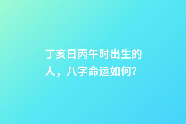 丁亥日丙午时出生的人，八字命运如何？