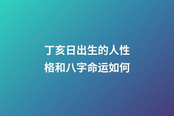 丁亥日出生的人性格和八字命运如何