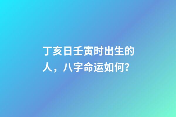 丁亥日壬寅时出生的人，八字命运如何？