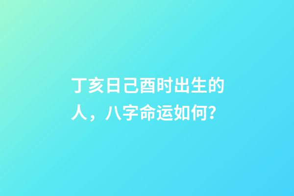 丁亥日己酉时出生的人，八字命运如何？