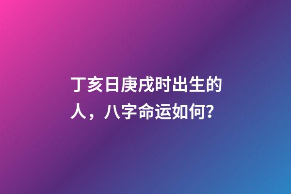 丁亥日庚戌时出生的人，八字命运如何？