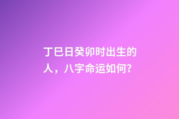 丁巳日癸卯时出生的人，八字命运如何？