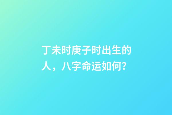 丁未时庚子时出生的人，八字命运如何？