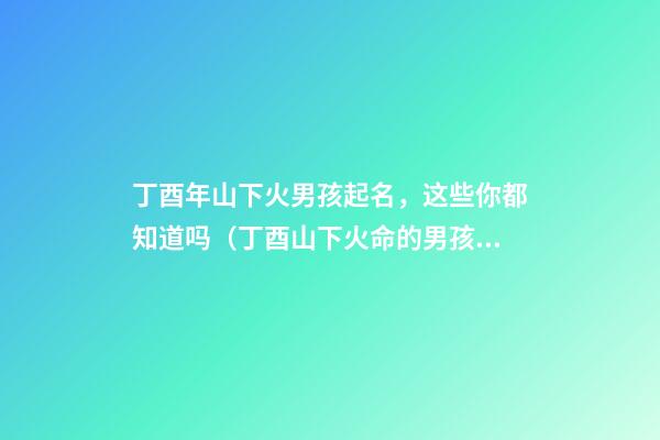 丁酉年山下火男孩起名，这些你都知道吗（丁酉山下火命的男孩）