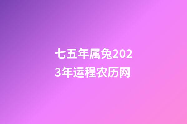 七五年属兔2023年运程农历网