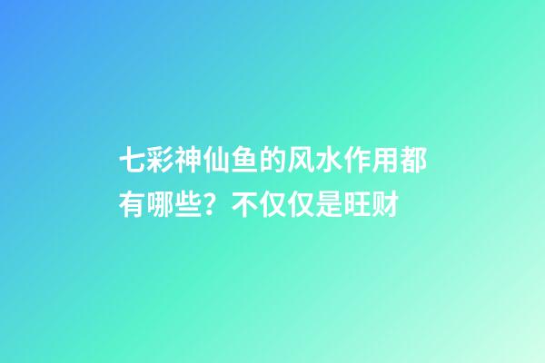 七彩神仙鱼的风水作用都有哪些？不仅仅是旺财