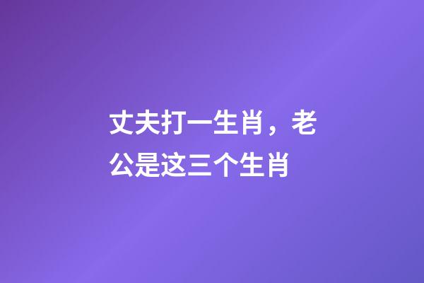 丈夫打一生肖，老公是这三个生肖-第1张-观点-玄机派