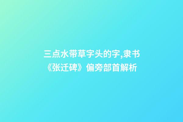 三点水带草字头的字,隶书《张迁碑》偏旁部首解析-第1张-观点-玄机派