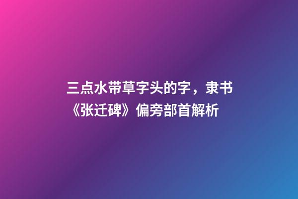 三点水带草字头的字，隶书《张迁碑》偏旁部首解析-第1张-观点-玄机派