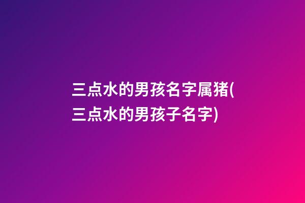 三点水的男孩名字属猪(三点水的男孩子名字)