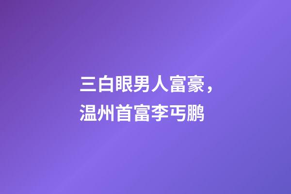 三白眼男人富豪，温州首富李丐鹏-第1张-观点-玄机派