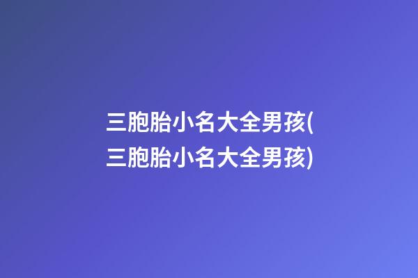 三胞胎小名大全男孩(三胞胎小名大全男孩)