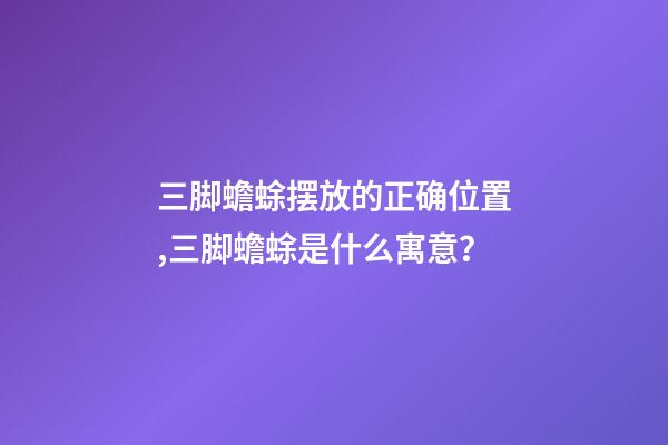 三脚蟾蜍摆放的正确位置,三脚蟾蜍是什么寓意？