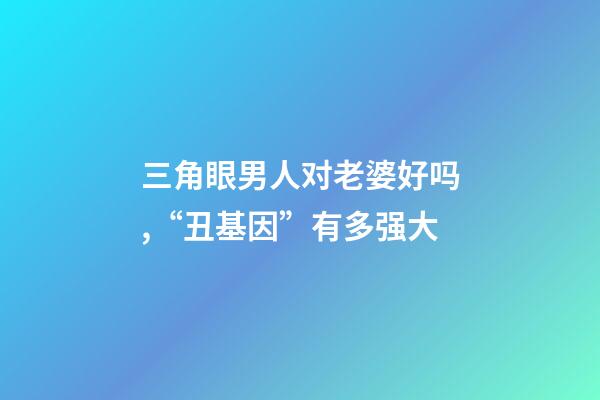 三角眼男人对老婆好吗,“丑基因”有多强大-第1张-观点-玄机派