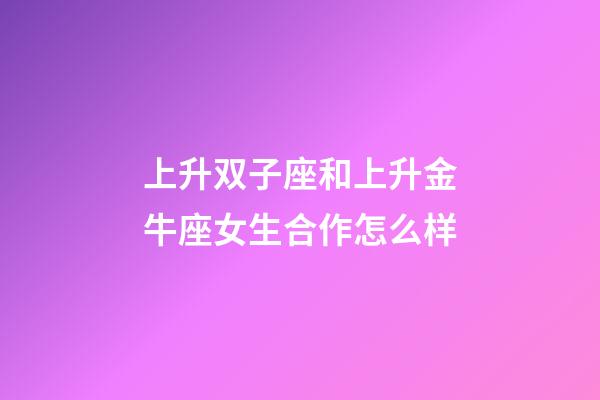上升双子座和上升金牛座女生合作怎么样-第1张-星座运势-玄机派