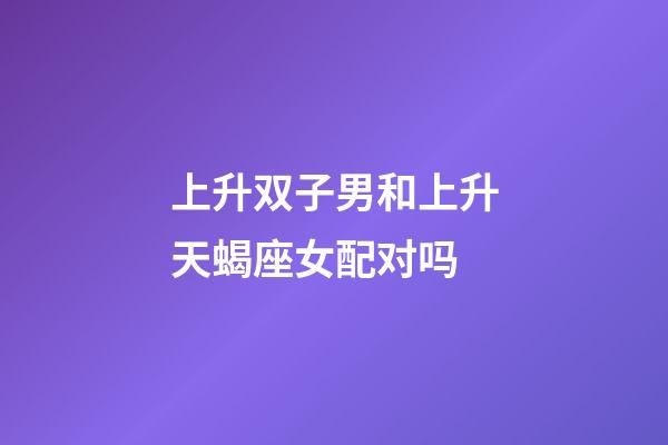 上升双子男和上升天蝎座女配对吗-第1张-星座运势-玄机派