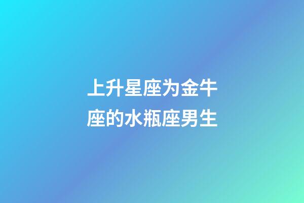 上升星座为金牛座的水瓶座男生-第1张-星座运势-玄机派