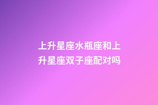 上升星座水瓶座和上升星座双子座配对吗-第1张-星座运势-玄机派