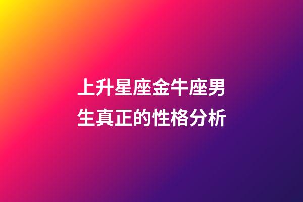 上升星座金牛座男生真正的性格分析-第1张-星座运势-玄机派