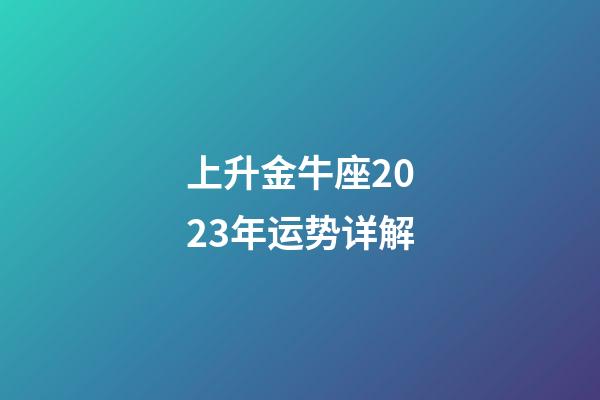 上升金牛座2023年运势详解-第1张-星座运势-玄机派