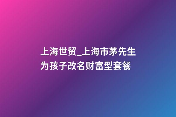 上海世贸_上海市茅先生为孩子改名财富型套餐-第1张-公司起名-玄机派