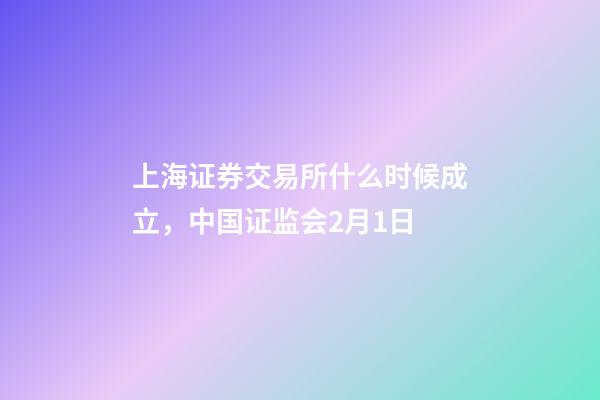 上海证券交易所什么时候成立，中国证监会2月1日-第1张-观点-玄机派