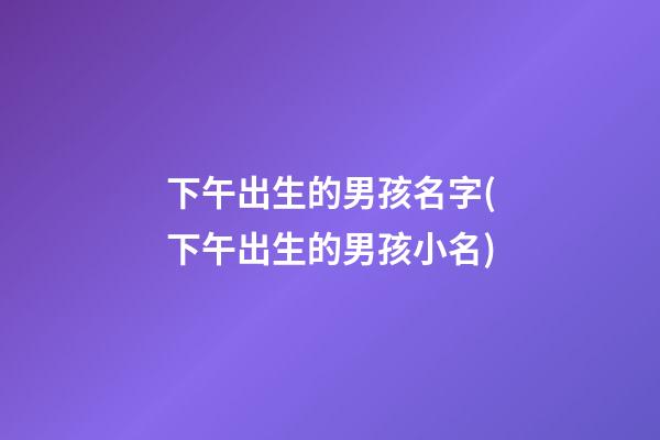 下午出生的男孩名字(下午出生的男孩小名)