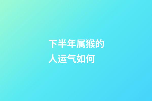 下半年属猴的人运气如何