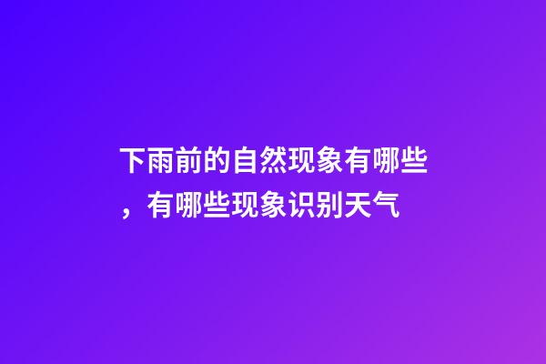 下雨前的自然现象有哪些，有哪些现象识别天气-第1张-观点-玄机派