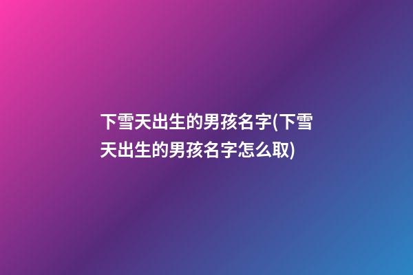 下雪天出生的男孩名字(下雪天出生的男孩名字怎么取)
