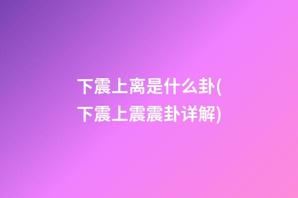 下震上离是什么卦(下震上震震卦详解)