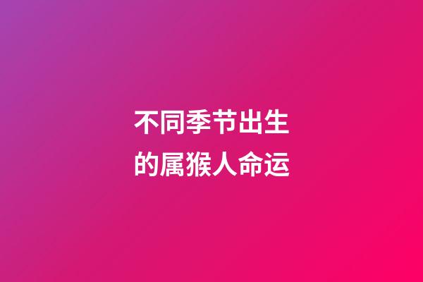 不同季节出生的属猴人命运