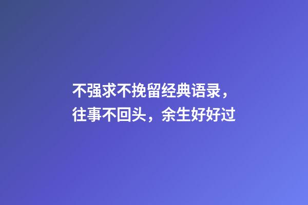 不强求不挽留经典语录，往事不回头，余生好好过-第1张-观点-玄机派