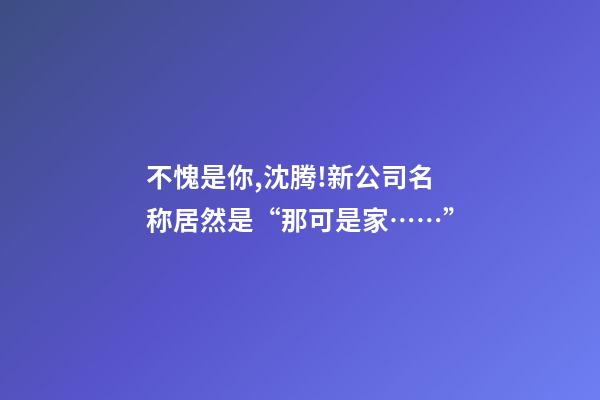 不愧是你,沈腾!新公司名称居然是“那可是家……”-第1张-公司起名-玄机派