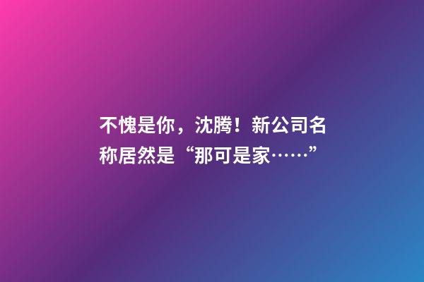 不愧是你，沈腾！新公司名称居然是“那可是家……”-第1张-公司起名-玄机派