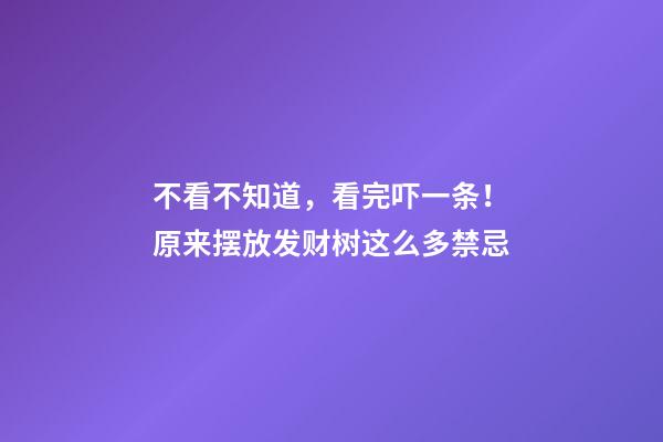 不看不知道，看完吓一条！原来摆放发财树这么多禁忌