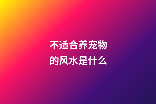 不适合养宠物的风水是什么