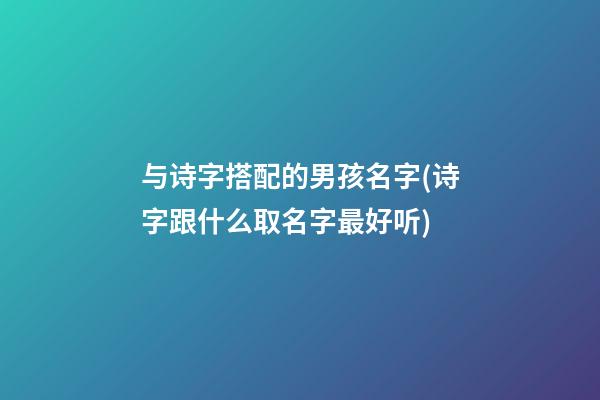 与诗字搭配的男孩名字(诗字跟什么取名字最好听)