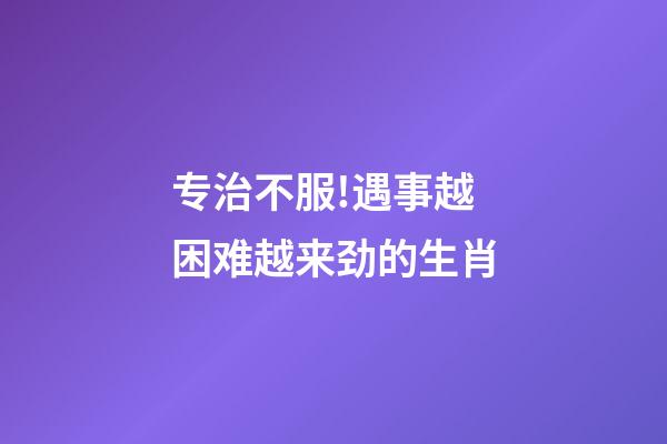 专治不服!遇事越困难越来劲的生肖-第1张-观点-玄机派