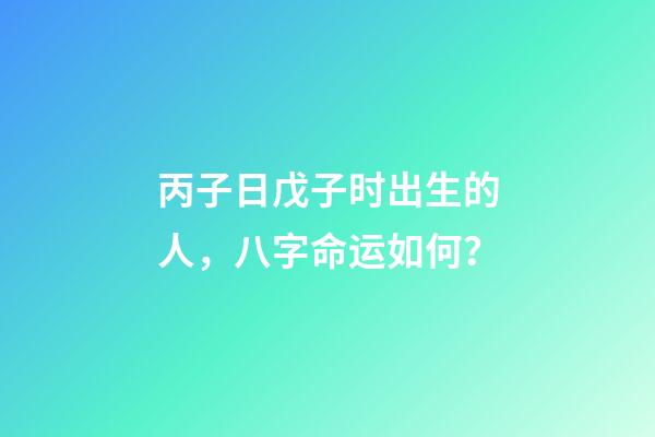 丙子日戊子时出生的人，八字命运如何？