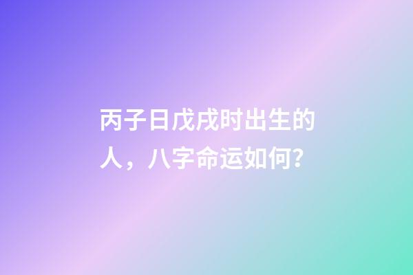 丙子日戊戌时出生的人，八字命运如何？