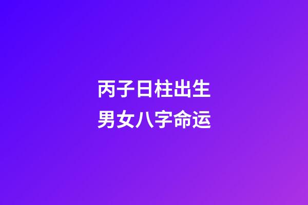 丙子日柱出生男女八字命运