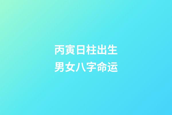 丙寅日柱出生男女八字命运
