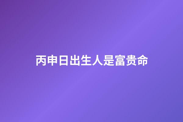 丙申日出生人是富贵命