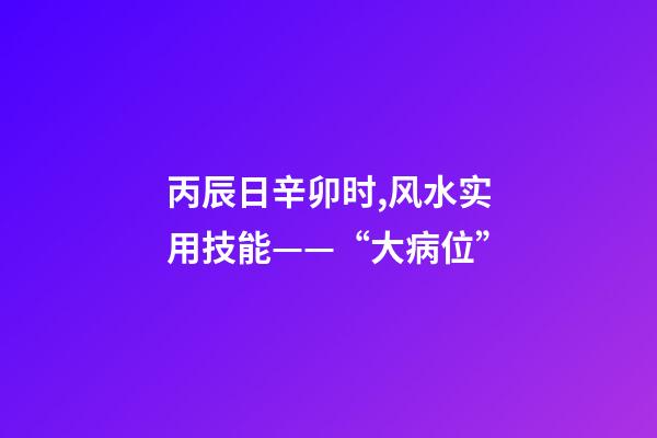丙辰日辛卯时,风水实用技能——“大病位”-第1张-观点-玄机派