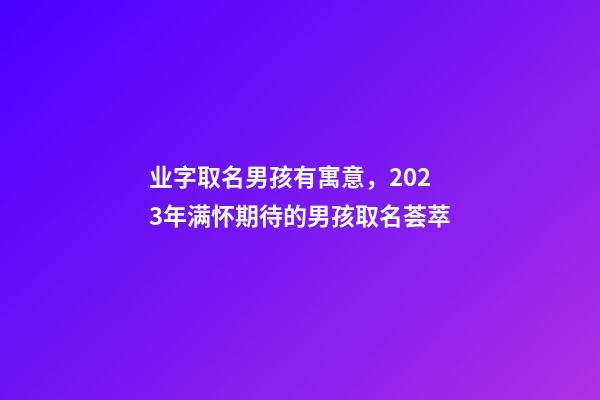业字取名男孩有寓意，2023年满怀期待的男孩取名荟萃-第1张-观点-玄机派