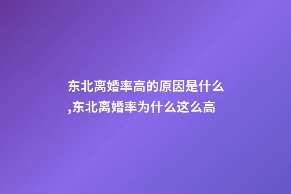 东北离婚率高的原因是什么,东北离婚率为什么这么高-第1张-观点-玄机派
