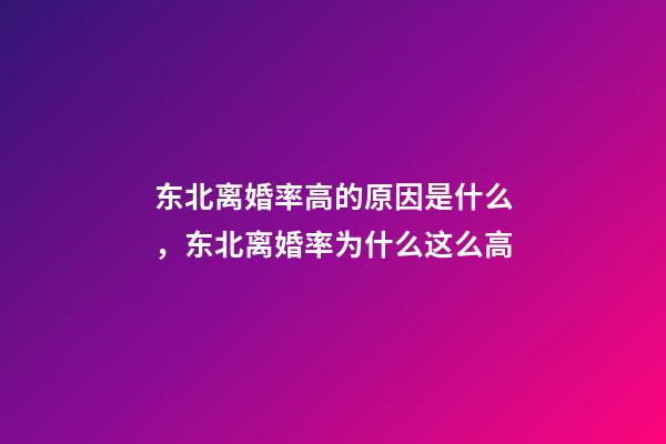 东北离婚率高的原因是什么，东北离婚率为什么这么高-第1张-观点-玄机派