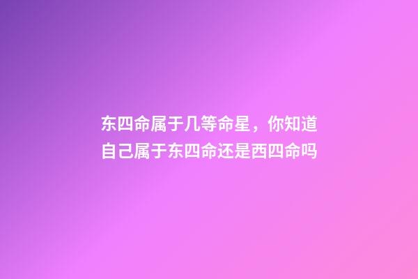东四命属于几等命星，你知道自己属于东四命还是西四命吗-第1张-观点-玄机派